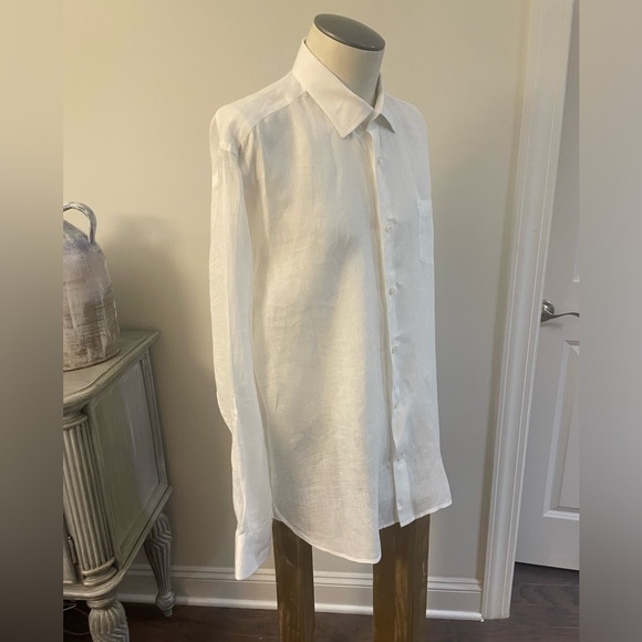 ALAN PAINE NEW WHITE CLASSIC LINEN SHIRT ENGLAND SIZE X-LARGE - Picture 6 of 11